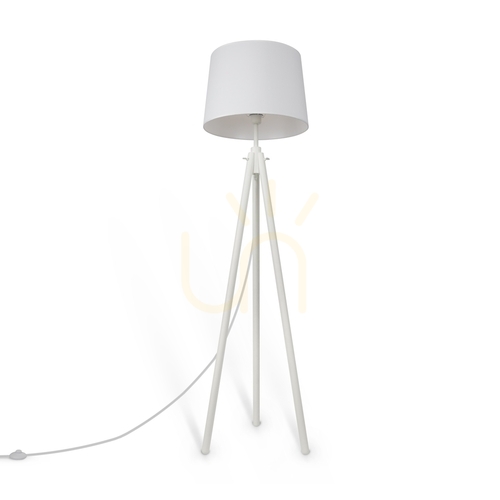 Kontrollera Vit golvlampa med trebensstativ Maytoni Calvin Z177FL-01W, 1×E27