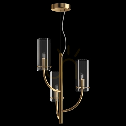 Kontrollera Maytoni ARCO pendellampa MOD223PL-03BS mässing, 3 × G9, räfflat glas, Ø 35 cm