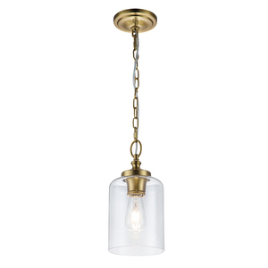 Elstead Hounslow pendellampa FE-HOUNSLOW-P-BB, patinerad mässing, klarglas, 1×E27 small 0
