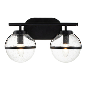 Hollis badrumsvägglampa 2xE14, bubbelglas, svart, IP44, 38,1 cm, Elstead / Hinkley small 0