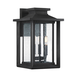 Vägglykta Wakefield stor 3xE14 IP44 – Earth Black, klarglas med bubblor – Quoizel / Elstead small 0