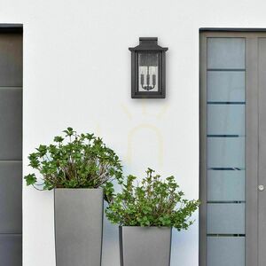 Vägglykta Wakefield stor 3xE14 IP44 – Earth Black, klarglas med bubblor – Quoizel / Elstead small 4
