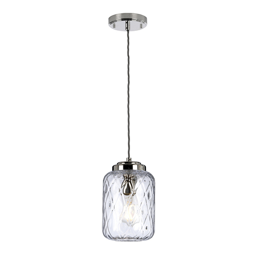 Kontrollera Pendellampa Sola 1 ljuskälla, polerad nickel och klart glas Elstead