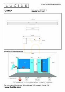 Vägglampa Lucide ONNO silver LED 8W IP44 40 cm 3000K 79297/08/12 small 5