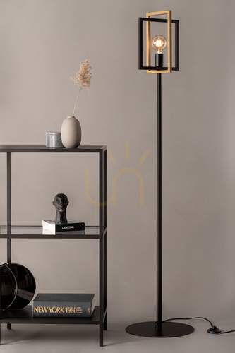 Kontrollera Golvlampa Sigma Eden svart/guld 161 cm E27 50253