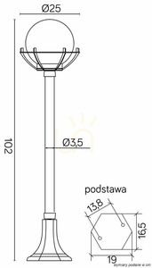 Utomhusstående trädgårdslampa SU-MA Ball svart patina 102 cm K 5002/2/KPO small 6