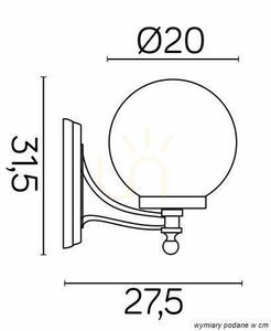 Utomhusvägglampa SU-MA KULE svart patina E27 K 3012/1/K 200 small 2