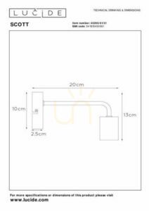 Lucide SCOTT vit vägglampa metall E27 20 cm 45265/01/31 small 6