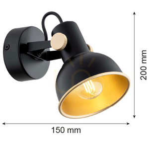 Vägglampa ARGON Lenora svart/guld E14 1x7W 8246 small 4