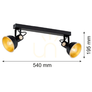 Plafond ARGON Lenora svart/guld 2xE14 SKU 7142 small 5