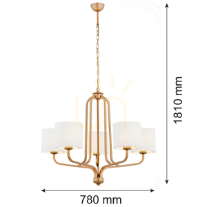 Ljuskrona ARGON MARANELLO 5-arm vit/gammalt guld 2172 small 6