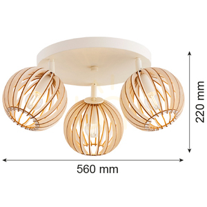 Plafond ARGON Parula beige ljusbrun trä 3-ljus E14 SKU 6263 small 2