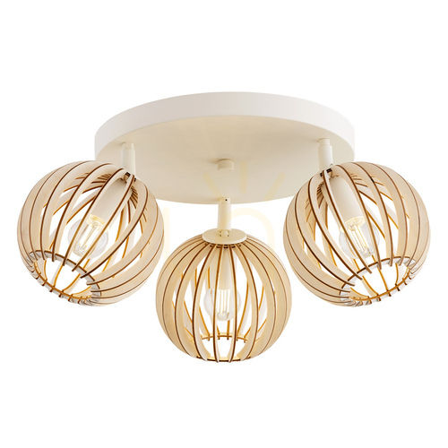Kontrollera Plafond ARGON Parula beige ljusbrun trä 3-ljus E14 SKU 6263
