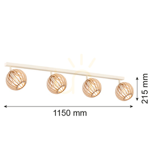 Plafond ARGON PARULA 4-arm beige ljusbrun trä E14 1820 small 2