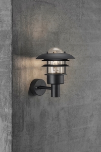 Nordlux LØNSTRUP 32 utomhusvägglampa, svart, klarglas, E27 max 60 W, IP44, Ø 31 cm small 1