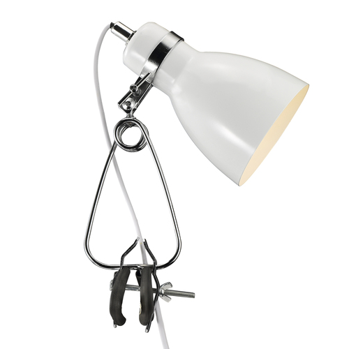 Kontrollera Nordlux Cyclone vit klämlampa E14 15 W 73072001