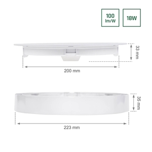 Algine Eco 2w1 Downlight för utanpåliggande montering 18 Ww 230 V 110st Ip20 Ik06 223x35mm Vit Rund small 4