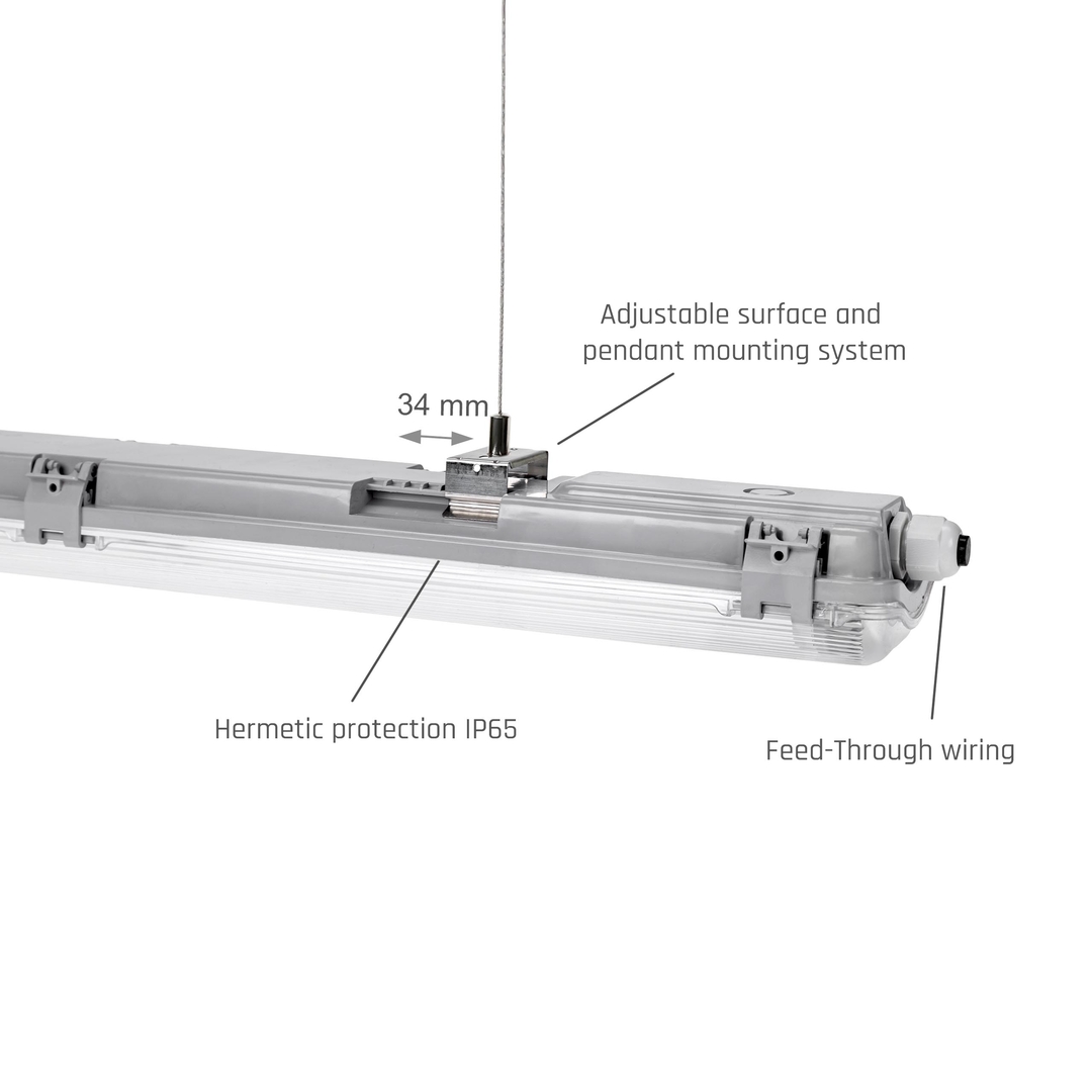 Utsikt Limea Led-rör Slim Hermetic G13 2x60 250 V Ip65 710x90x63 Mm Grå Limea Led-rör Slim Hermetic G13 2x60 250 V Ip65 710x90x63 Mm Grå