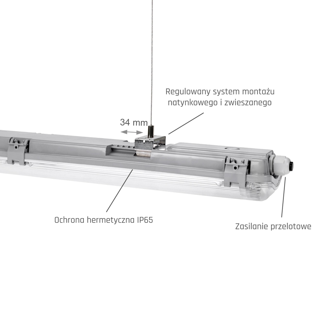 Utsikt Limea Led-rör Slim Hermetic G13 2x60 250 V Ip65 710x90x63 Mm Grå Limea Led-rör Slim Hermetic G13 2x60 250 V Ip65 710x90x63 Mm Grå