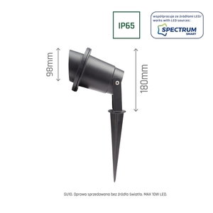 Trädgårdsspotlight Spectrum LED FLORI GU10 ALU ANGLE svart, med markspjut, IP65 small 7