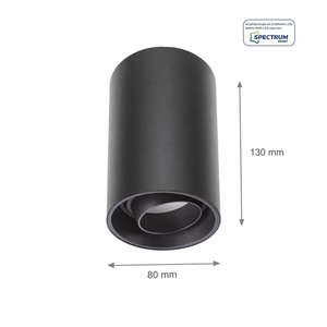 Chloe Gu10 Spot Utanpåliggande Gu10 250 V Ip20 80x130mm Svart Rund Rörlig small 1