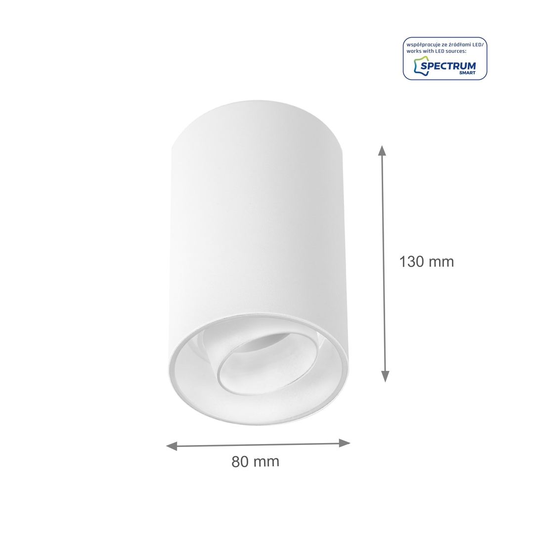 Utsikt Chloe Gu10 Spot Utanpåliggande Gu10 250 V Ip20 80x130mm Vit Rund Rörlig Chloe Gu10 Spot Utanpåliggande Gu10 250 V Ip20 80x130mm Vit Rund Rörlig