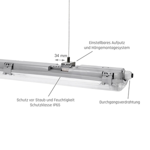 Limea Led-rör Slim Hermetic G13 2x120 250 V Ip65 1310x90x63 Mm Grå small 15