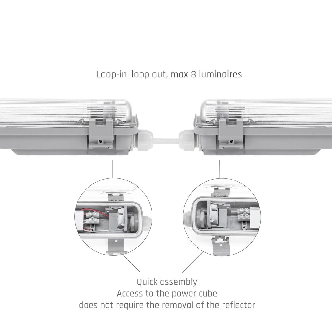 Visa Limea Led Rör Slim Hermetic G13 1x150 250 V Ip65 1610x65x63 Mm Grå Limea Led Rör Slim Hermetic G13 1x150 250 V Ip65 1610x65x63 Mm Grå