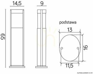 Utomhus stolplykta SU-MA Elis silver 65 cm TO 3902-H 650 AL small 4