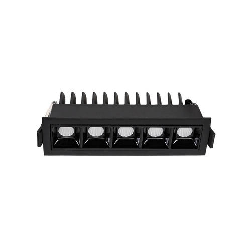 Kontrollera GRID Model L infälld armatur LED 12 W 45° svart, 5 celler, 147 × 47 mm, Spectrum LED