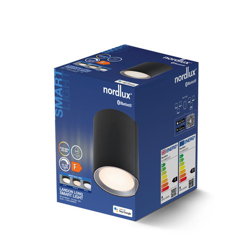Kontrollera Nordlux Landon Smart Long svart LED-taklampa 8 W 2110850103