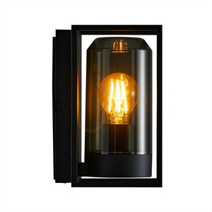 Nordlux Griffin 2218131047 E27 vägglampa för utomhusbruk – svart med rökfärgad kupa small 4