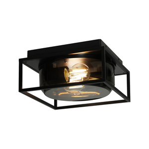 Nordlux Griffin 2218126047 takarmatur för utomhusbruk, svart med rökfärgad kupa, 2×E27 small 0