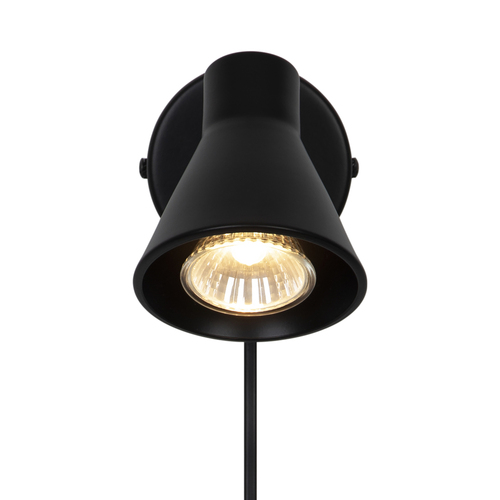 Kontrollera EIK Nordlux GU10 35W svart vägglampa i metall.
