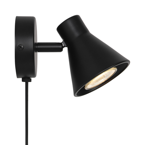 Kontrollera EIK Nordlux GU10 35W svart vägglampa i metall.