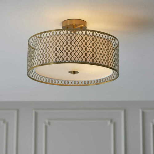 Kontrollera Taklampa Endon Cordero 101568 guld vit 3-ljus E27 43 cm