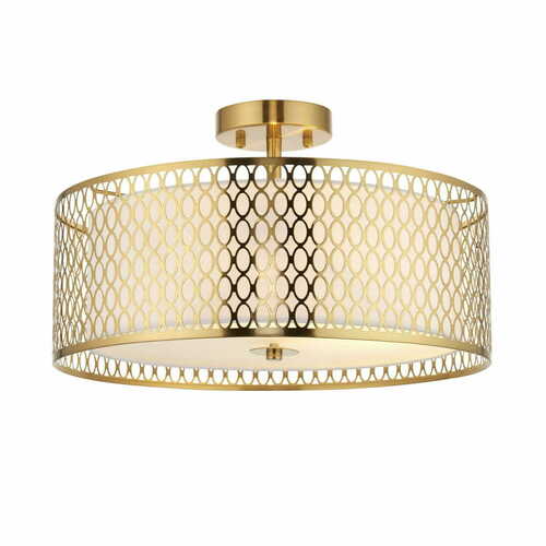 Kontrollera Taklampa Endon Cordero 101568 guld vit 3-ljus E27 43 cm
