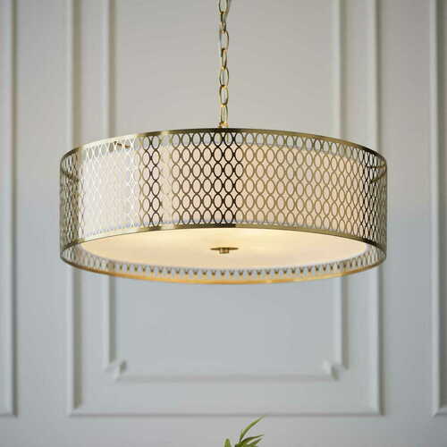 Kontrollera Taklampa Endon Cordero vit/guld 3-ljus E27 56 cm 101569