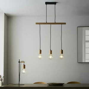 Pendellampa Endon Sven svart 3-ljus E27 LED stål trä 101678 small 2