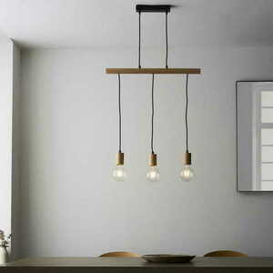Pendellampa Endon Sven svart 3-ljus E27 LED stål trä 101678 small 4
