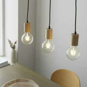 Pendellampa Endon Sven svart 3-ljus E27 LED stål trä 101678 small 5
