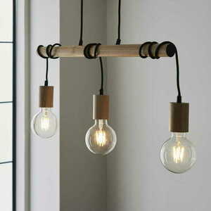 Pendellampa Endon Sven svart 3-ljus E27 LED stål trä 101678 small 6