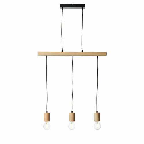 Kontrollera Pendellampa Endon Sven svart 3-ljus E27 LED stål trä 101678