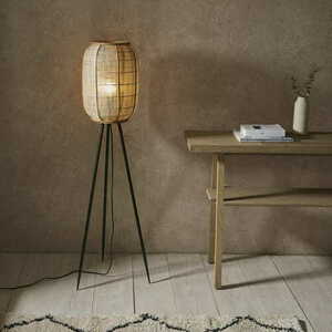 Golvlampa Endon Zaire svart beige stål tyg E27 132,5 cm 101687 small 1