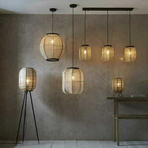 Golvlampa Endon Zaire svart beige stål tyg E27 132,5 cm 101687 small 2