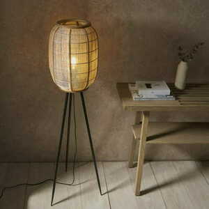 Golvlampa Endon Zaire svart beige stål tyg E27 132,5 cm 101687 small 4