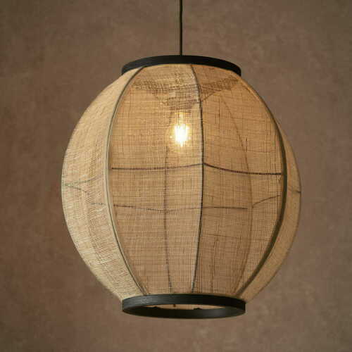 Kontrollera Pendellampa Endon Zaire svart beige E27 47 cm