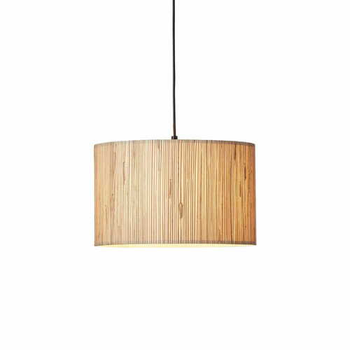 Kontrollera Pendellampa Endon Longshore svart stål naturfiber 35 cm 101691
