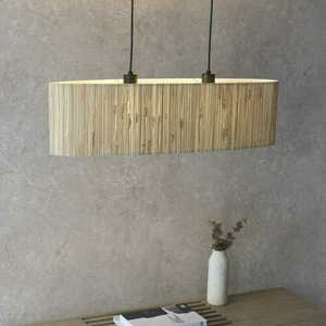 Pendellampa Endon Longshore svart stål naturfiber E27 2-ljus 101692 small 5