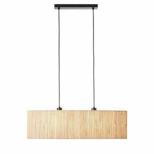 Pendellampa Endon Longshore svart stål naturfiber E27 2-ljus 101692 small 0